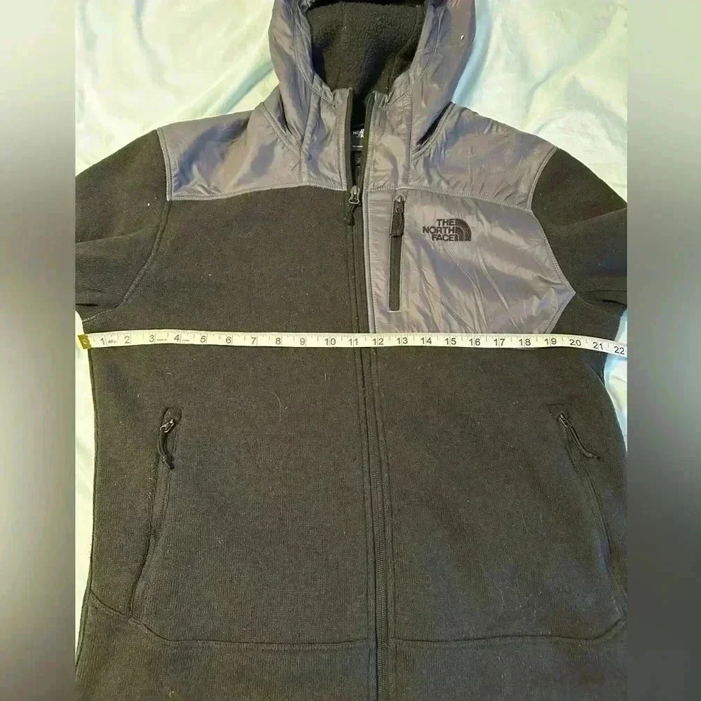 The North Face Gordon Anza Black Grey Full Zip Windbreaker Hooded zip up Fleece